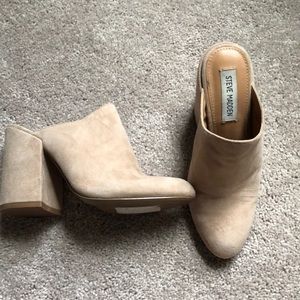 Suede heel mules